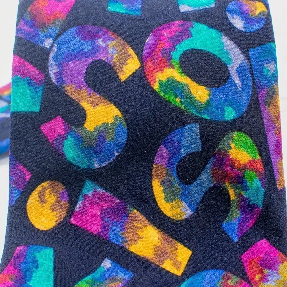 VINTAGE Silk Tie - Multicolor Letter Jumble Pattern | Missoni - Picture 5 of 6
